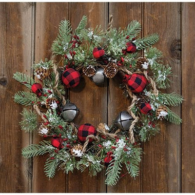 Buffalo Gingham Country Holiday 17" Faux Wreath