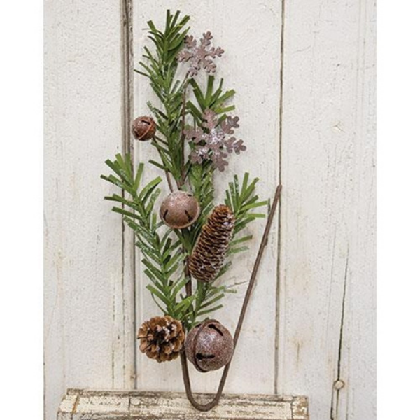 💙 Rusty Glitter Bell & Snowflake Pine 24 in Faux Spray