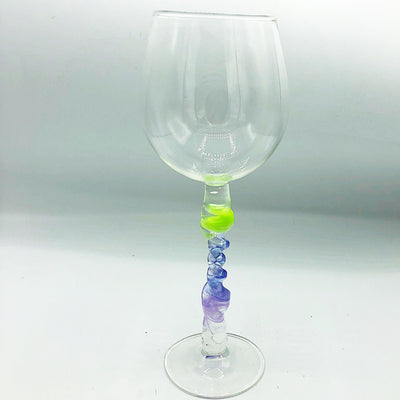 Surprise Me Sale 🤭 Hand Blown Wine Glass With Yellow and Lavender Twisted Stem