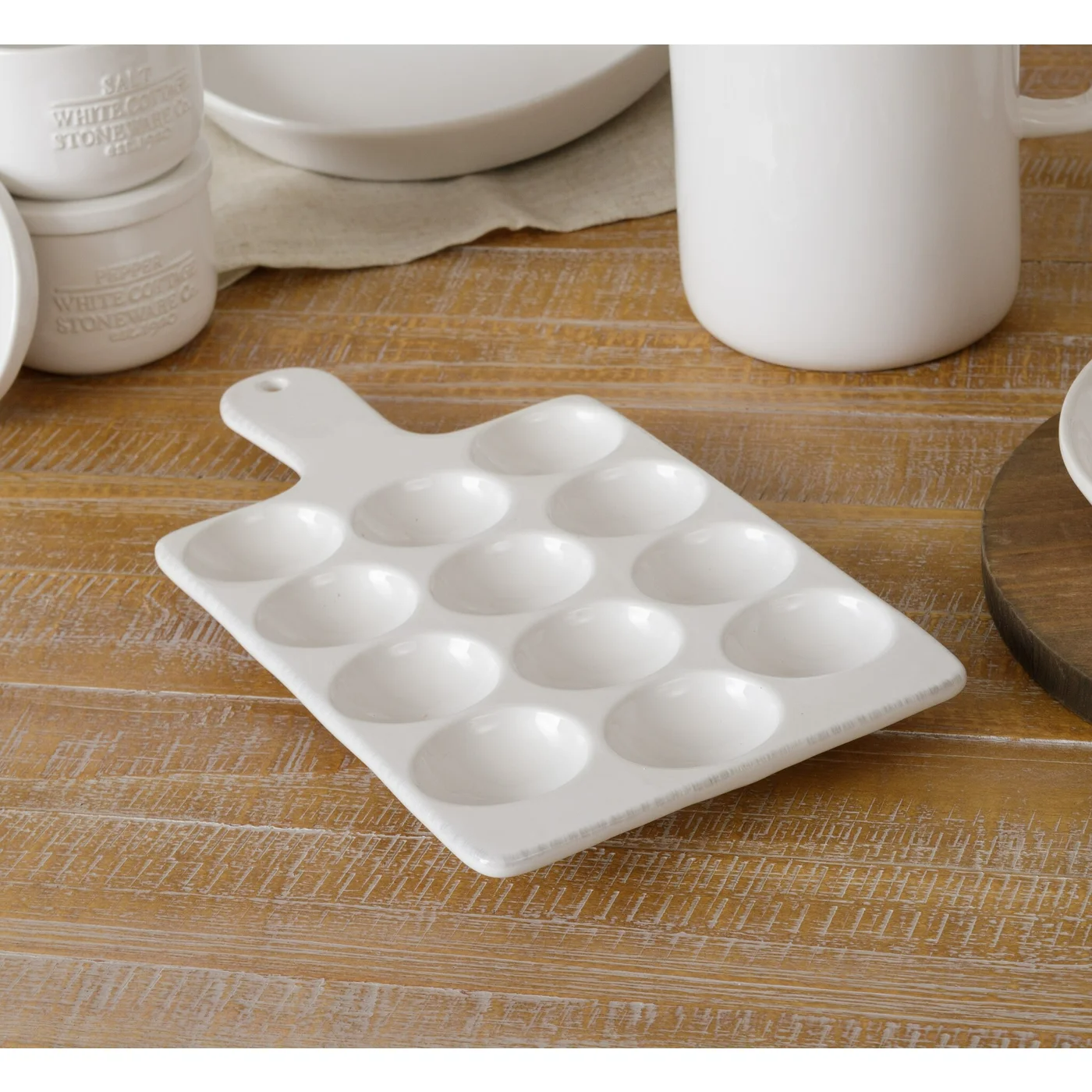 Dozen Egg Tray White Ceramic