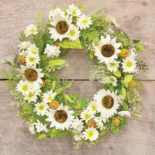 Sunflower & Berries 20" Faux Floral Wreath
