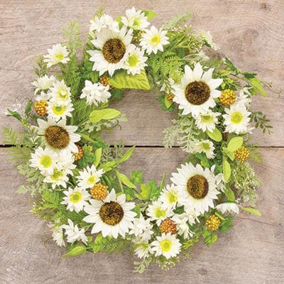 Sunflower & Berries 20" Faux Floral Wreath