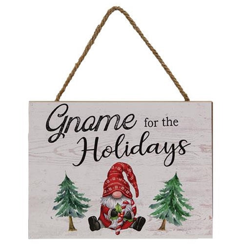 Gnome For The Holidays 10" Wooden Sign