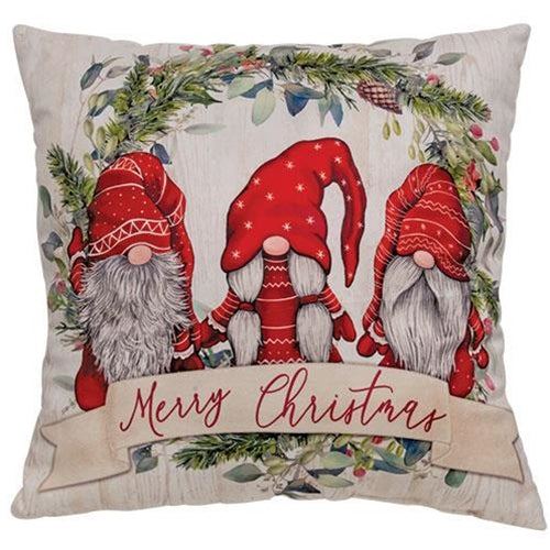 Merry Christmas Gnomes Trio 15" Pillow