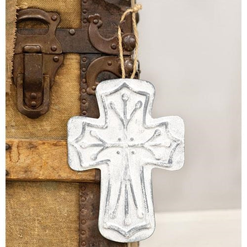 💙 Distressed Metal Cross Ornament