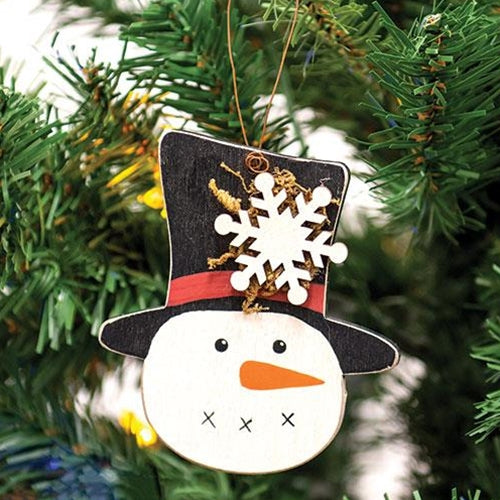 💙 Snowflake Top Hat Wooden Snowman Ornament