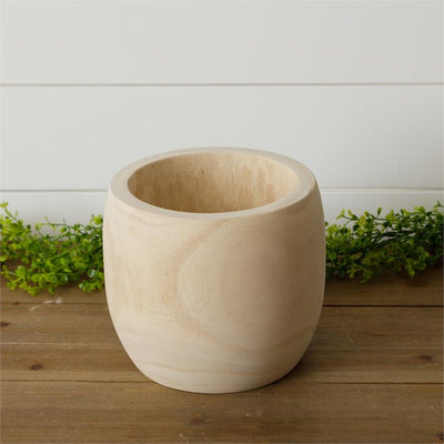Paulownia Wood Carved Planter 7" H