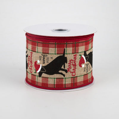 Woof You Merry Christmas Black Lab Ribbon 2.5" x 10 yards