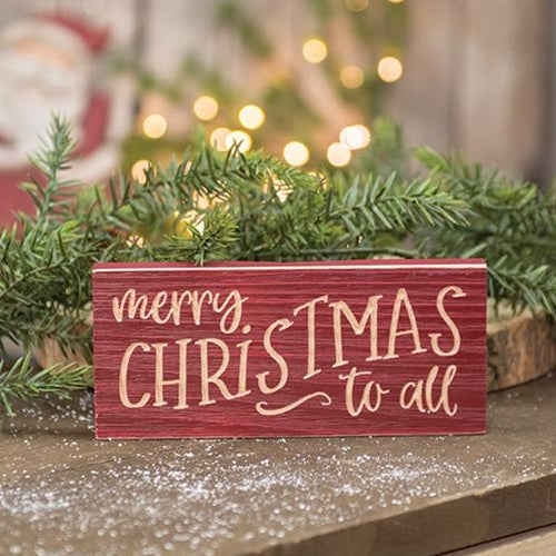 Merry Christmas to All Engraved Sign Block