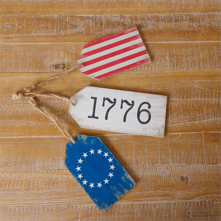 Set of 3 Americana 1776 Wooden Tags