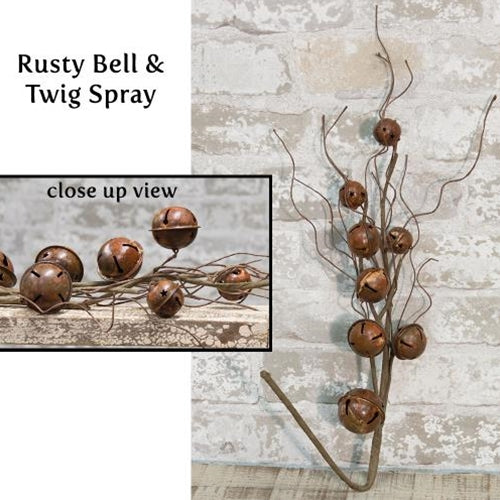 🎄💙 Rusty Bell & Twig 24" Spray