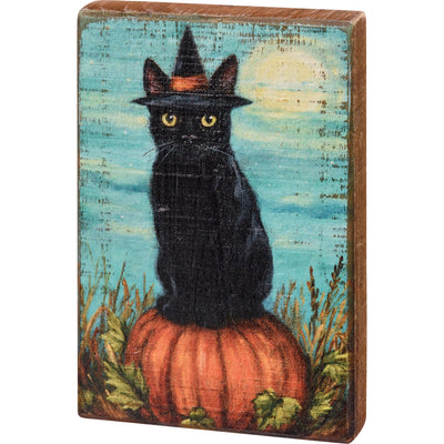 💙 Cat Witch 6" Small Wooden Block Sign