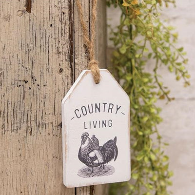 Country Living Chicken Wood Tag