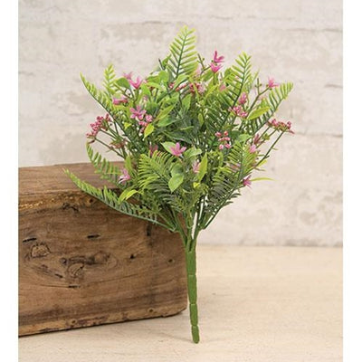 💙 Pink Fernshot Blooms 12" Faux Floral Bush