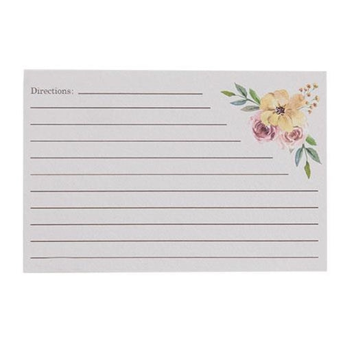 Floral Watercolor Set of 24 Recipe Cards