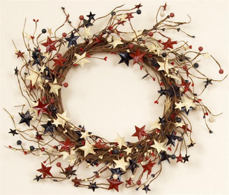 Americana Berries And Tin Stars 16" Wreath