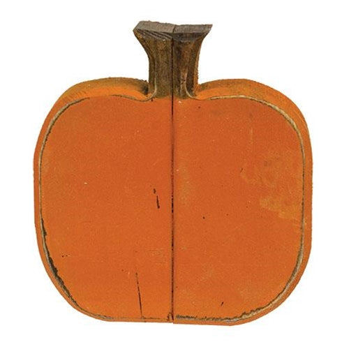 Chunky Pumpkin Rustic 7.5" H Wooden Block
