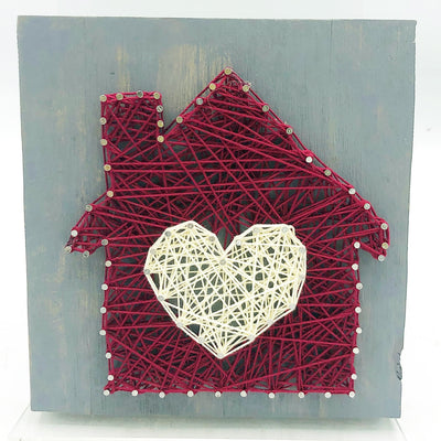 💙 Heart and Home String Art Handcrafted 6" Plaque