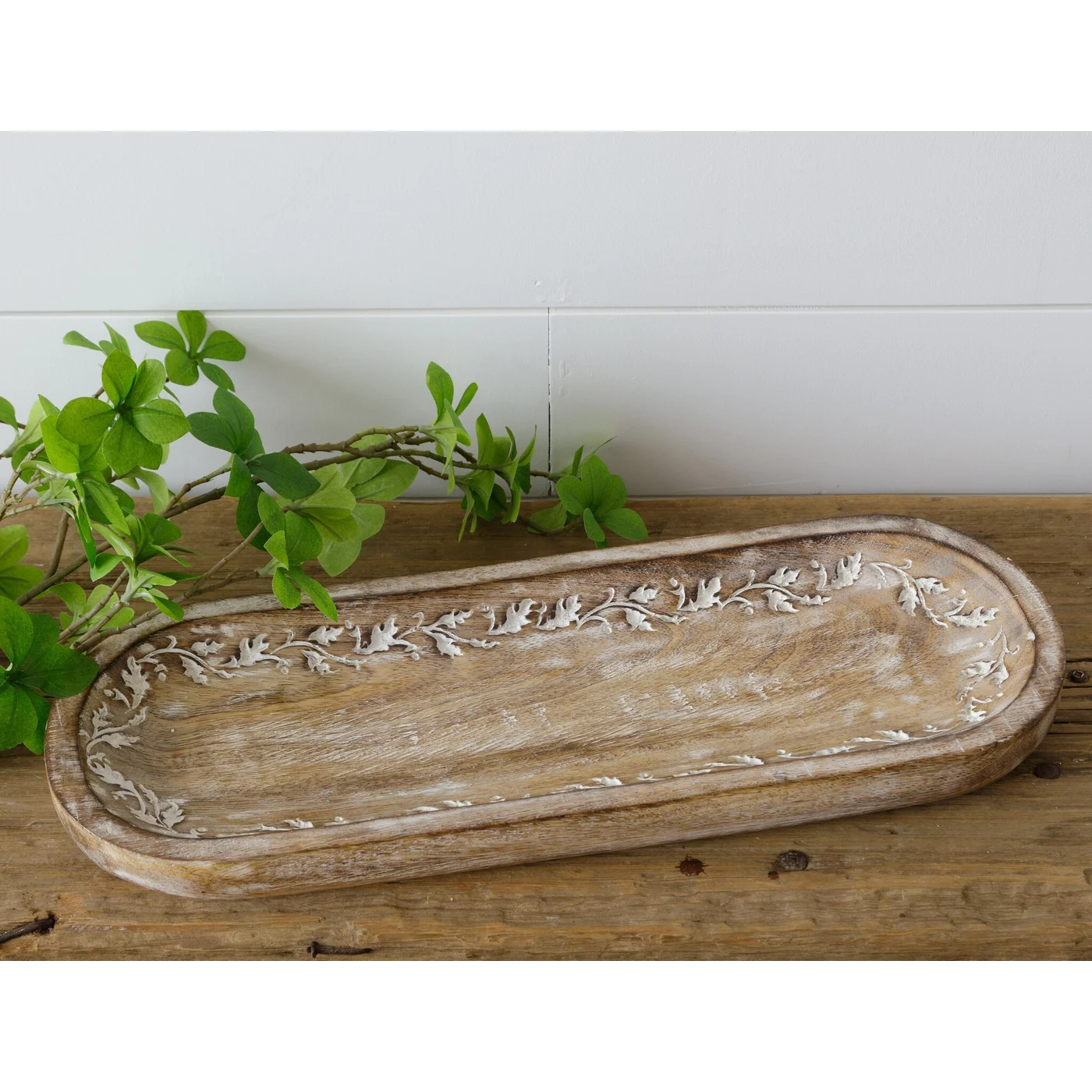 Farmhouse Carved Wooden Display Tray