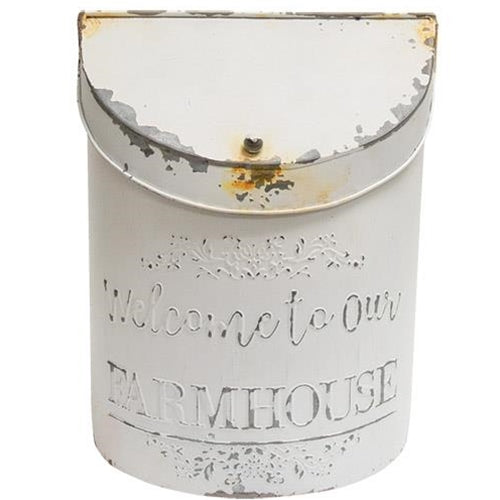 Welcome to our Farmhouse Distressed White Post Box