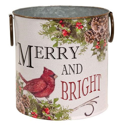 Set of 2 Merry and Bright Cardinal Buckets