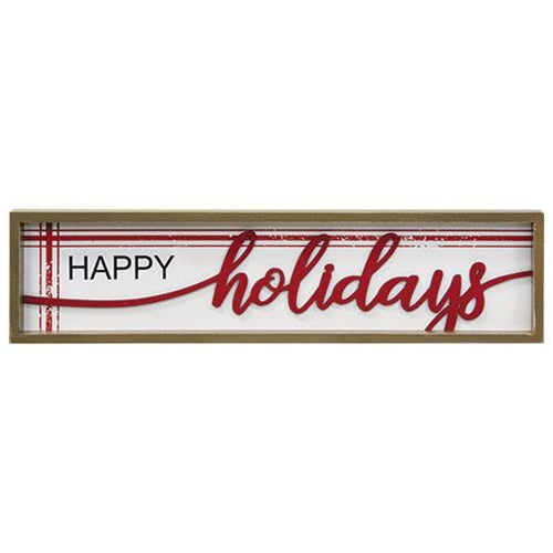 Happy Holidays Red and Black 24" Framed Sign