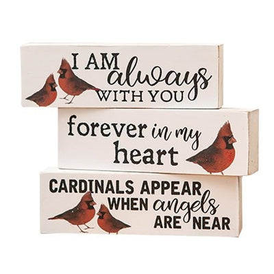Set of 3 Always with You Cardinal Wooden Blocks