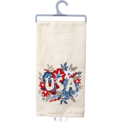 💙 Floral USA Embroidered Kitchen Towel