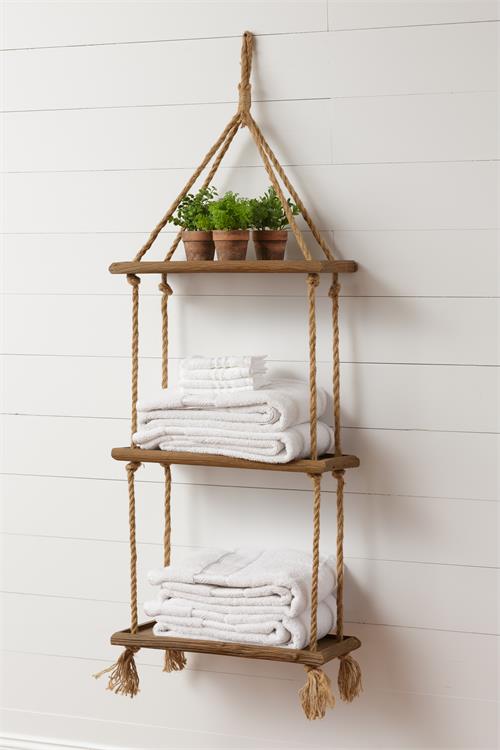 Hanging Rope and Wooden Shelves