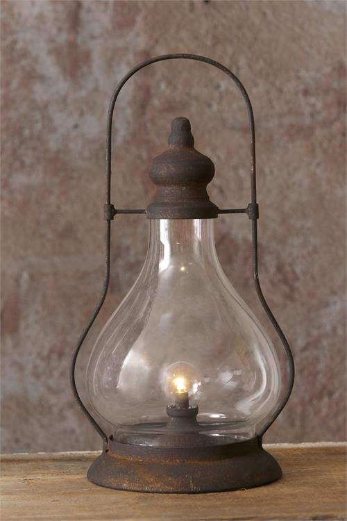 Rustic Hurricane Lamp Lantern with Timer LED Light