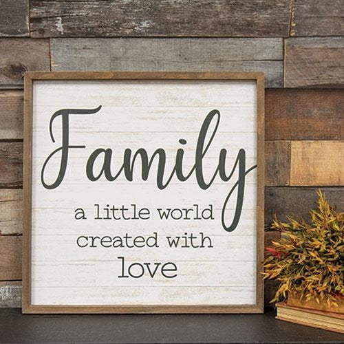 Family A Little World Created With Love 19" Framed Sign