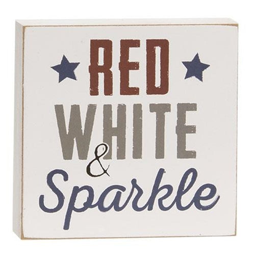 Set of 3 Red White & Sparkle Small 4th of July Blocks