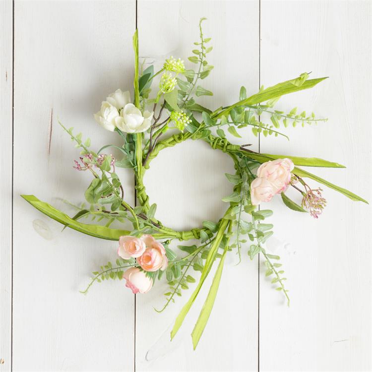 Miniature Roses and Foliage Small Wreath Ring