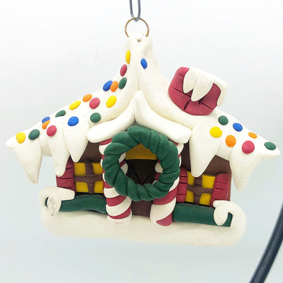 💙 Handcrafted House with Wreath Clay Dough Ornament