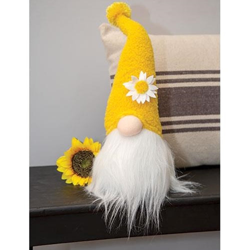 💙 Fuzzy Yellow Flower Gnome 16" H