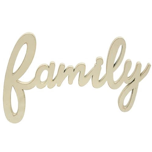 💙 Hanging Cream Script Family Sign 10"