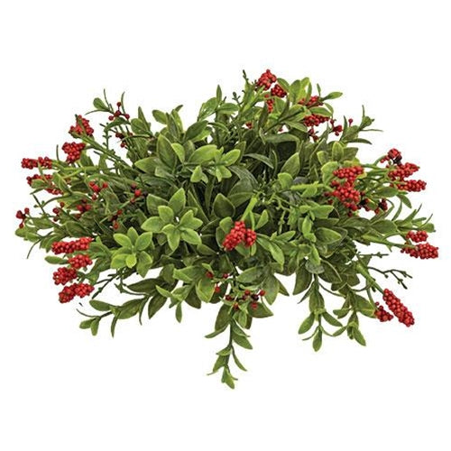 Nottingham Red Berry 10" Faux Foliage Half Sphere