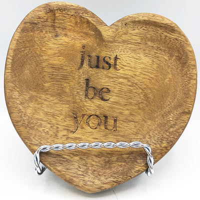 Just Be You Mango Wood Heart Trinket Tray