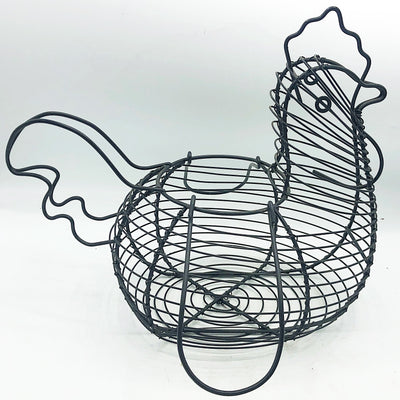 💙 Farmhouse Chicken Shaped Black Wire Basket