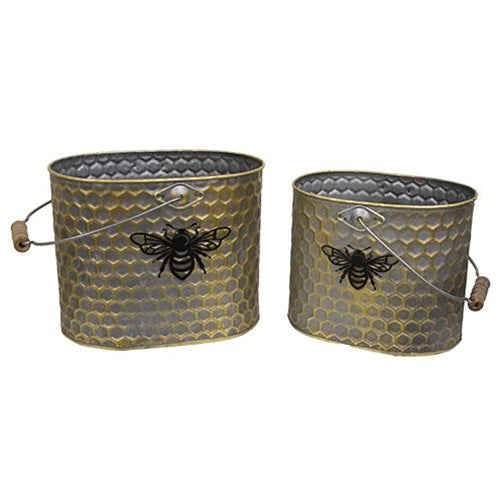 Metal Oval Honeycomb Bee Buckets With Handles