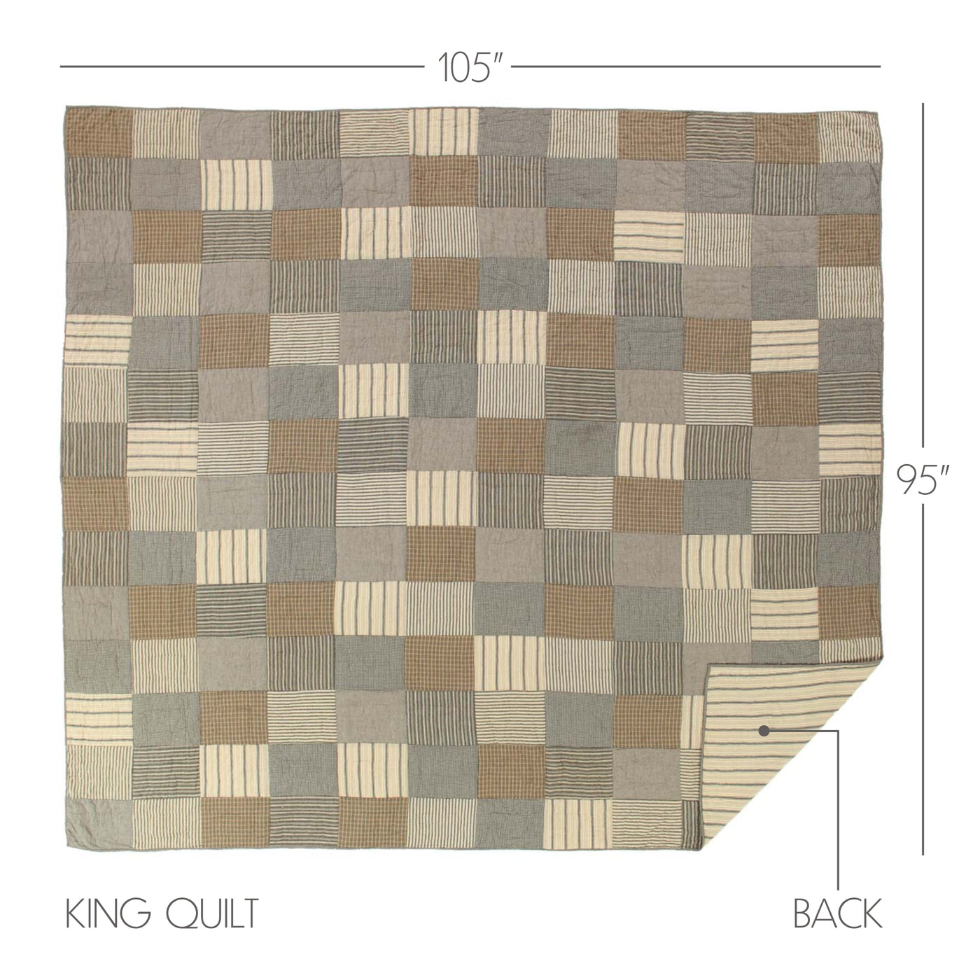 Sawyer Mill Charcoal King Quilt 105'' L x 95" W