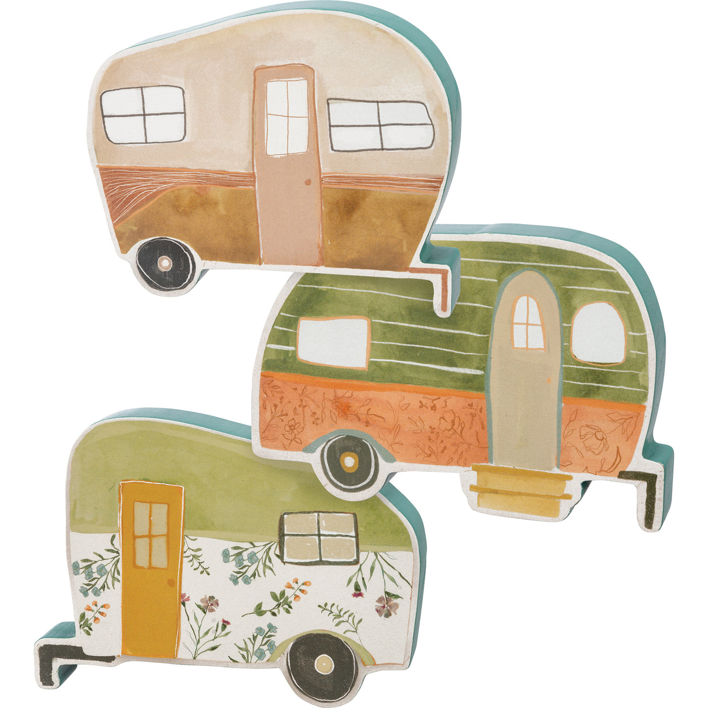 HAPPY BIRTHDAY🎂 💙 Set of 3 Retro Camper Chunky Shelf Sitters