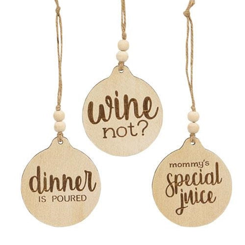 💙 Set of 3 Beaded Wine Tags - Dinner Is Poured, Wine Not?, Mommy's Special Juice