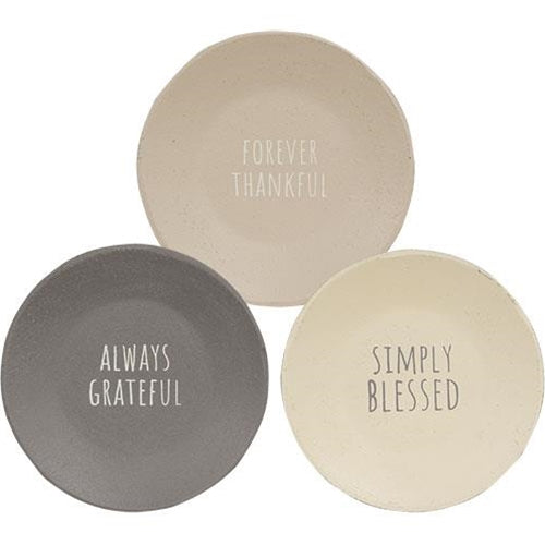 Set of 3 Farmhouse Decorative Plates - Simply Blessed Always Grateful Thankful