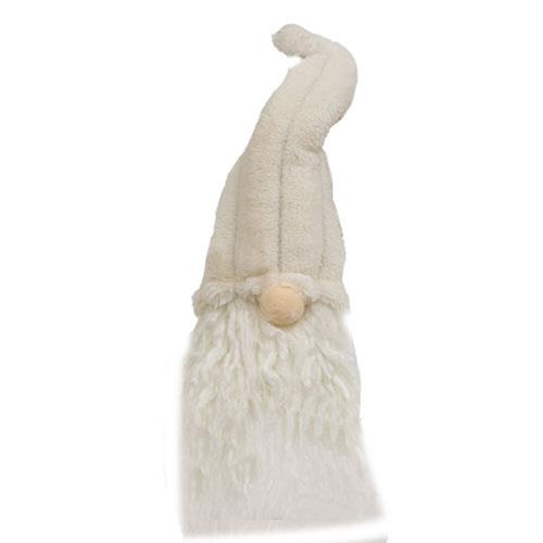 Sitting Plush Cream Gnome with Ribbed Hat 8.5" H