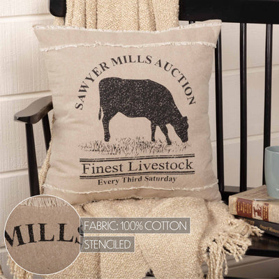 Sawyer Mill Charcoal Cow 18" Throw Pillow