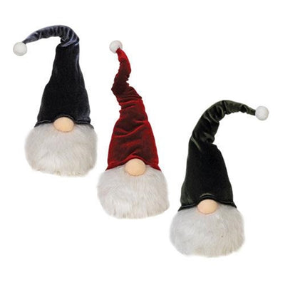 Set of 3 Plush Velvet Hat Light Up LED Gnomes
