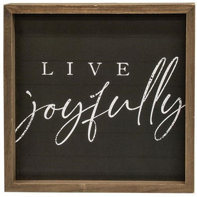 Set of 2 Choose Happy Live Joyfully Chalkboard Look Framed Signs