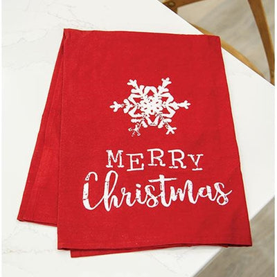 Merry Christmas Red Snowflake Dish Towel