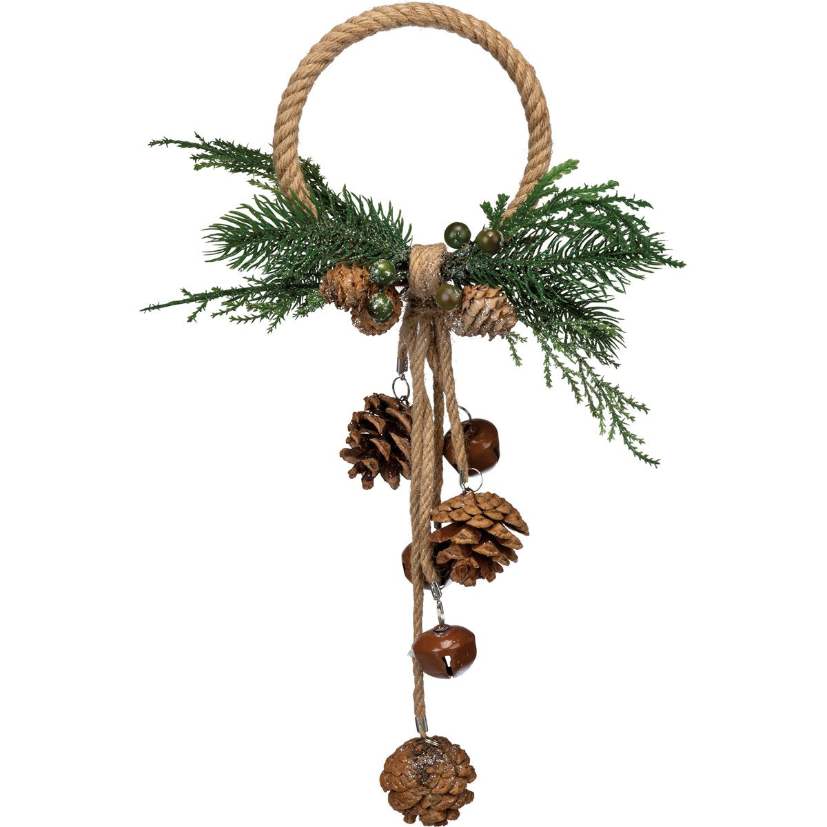 Rustic Pinecones and Bells Doorknob Hanger